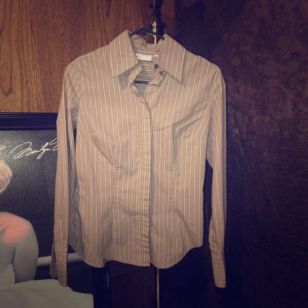 Womens Pin Stripe Button Down Shirt